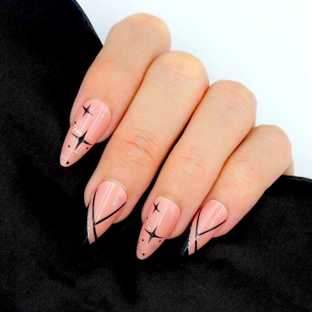 Nude Press-On Nails with Stars